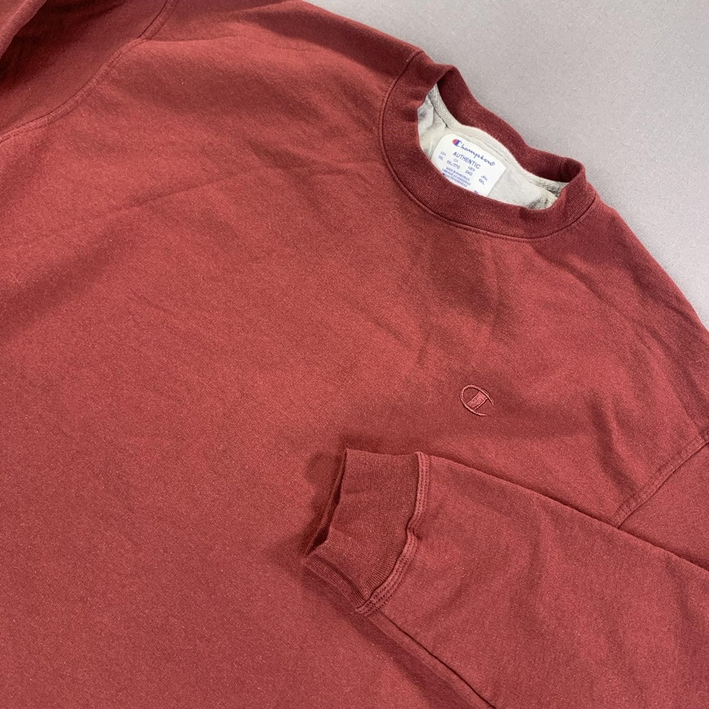 Champion Sweatshirt Mens 2XL Burgundy Crewneck Fleece Authentic Embroidered C